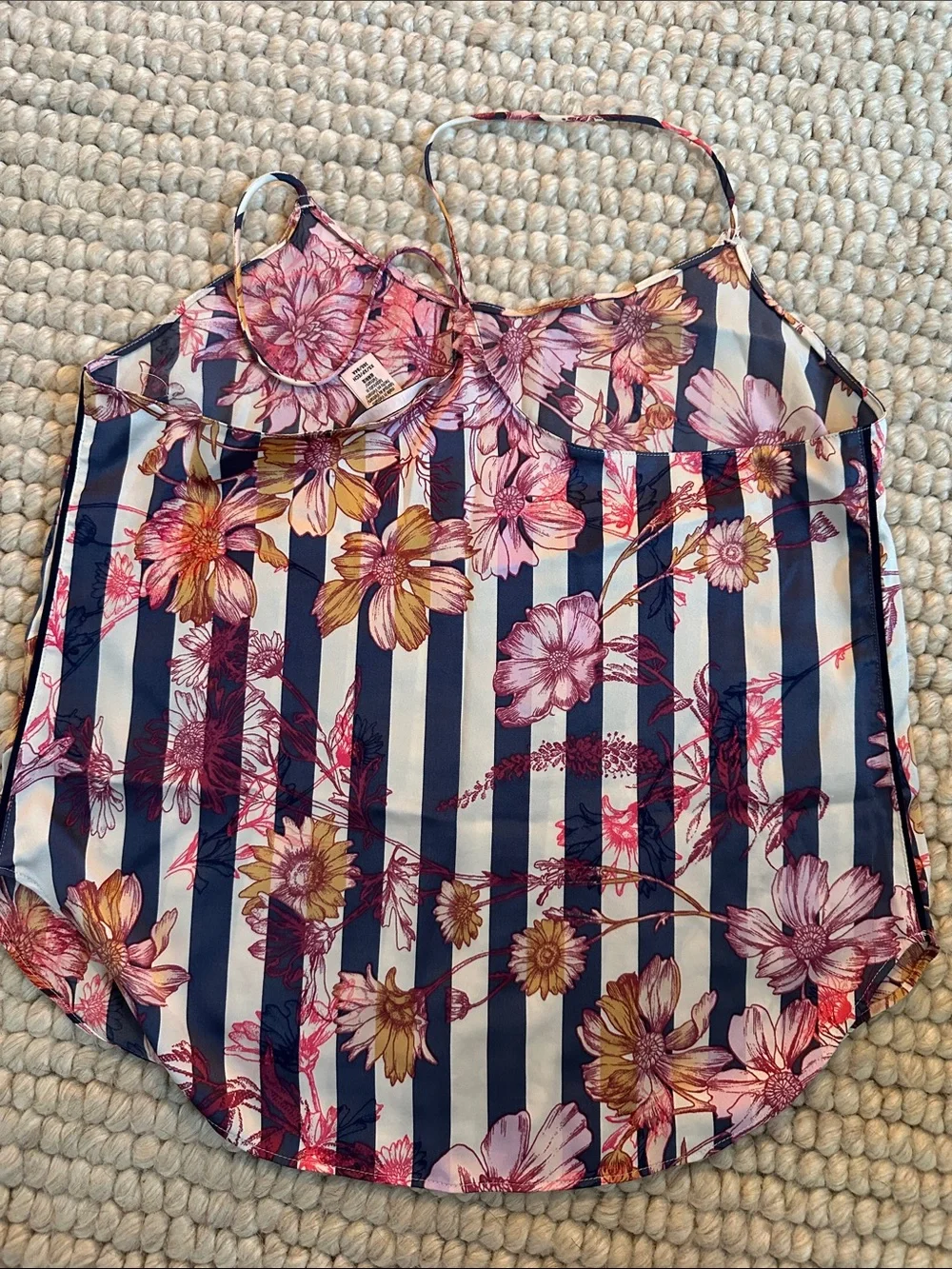Victoria's Secret Satin Floral Stripe Cami Shorts Pajama Set XS